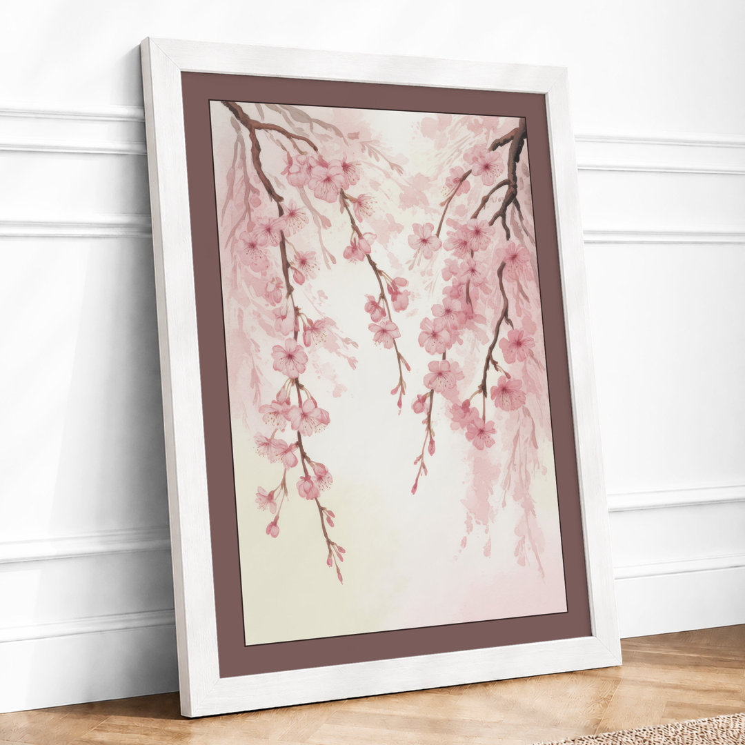 Moonlit Cherry Blossom Botanical - Framed Print