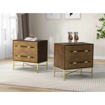 Lienhard 24'' W 2-Drawer Nightstand with Built-In Outlets 