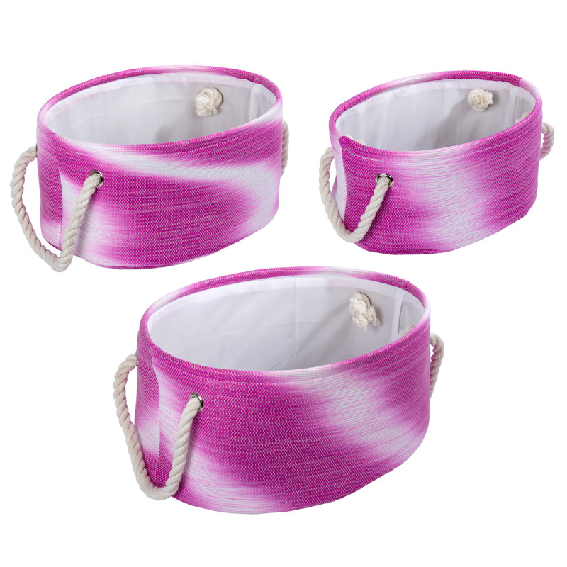Ensemble de paniers en tissu 3 pièces, Rose