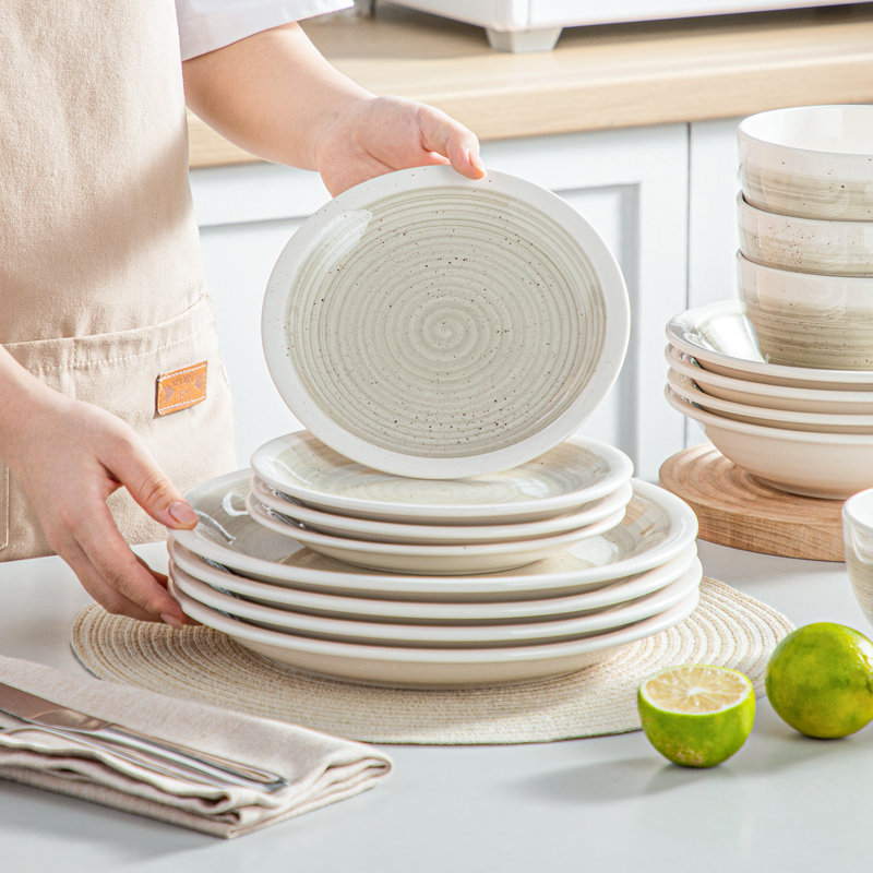 ORI 16 Piece Stoneware Dinnerware Set - Service for 4, Beige