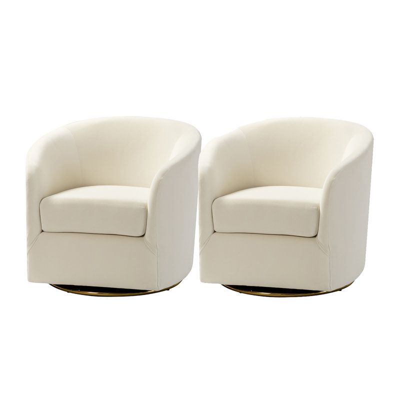 Amarante Contemporary and Classic Velvet Swivel Chair (Set of 2), Ivory