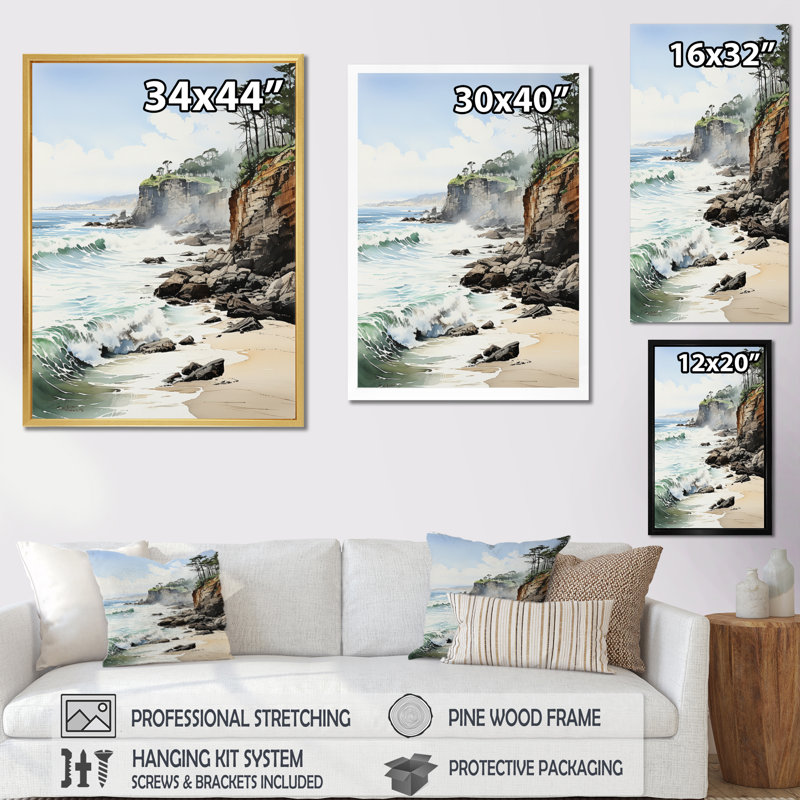 Beach Cliffhanger - noir II - imprimé, Cadre photo noir, H 20 po x l 12 po x P 1 po