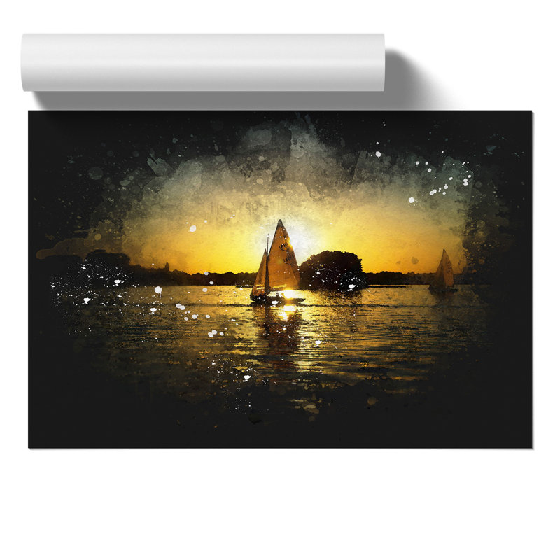 Sailing Boat Paint Splash - Frameless Print, 21cm H x 30cm W x 0.1cm D