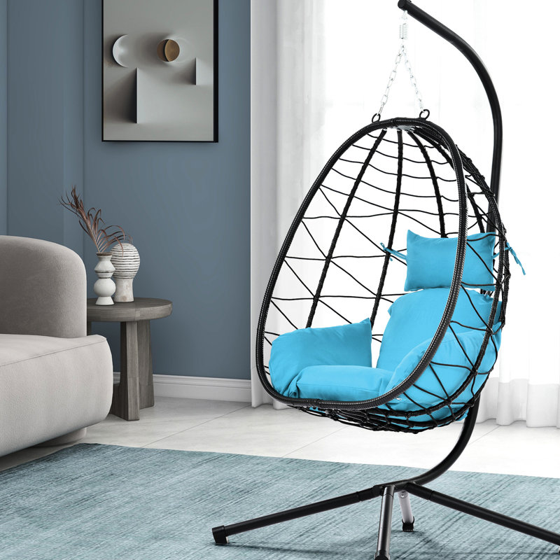 Fauteuil à œufs avec support pour la chambre à coucher et le patio, Bleu clair