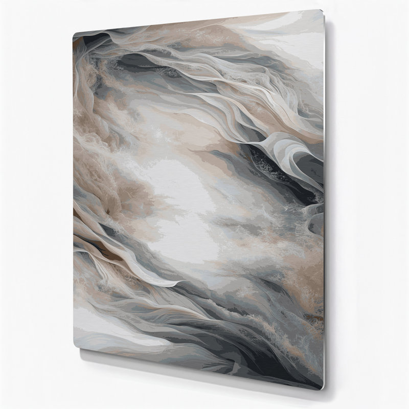 Abstract Landscape 79 Grey Metal Wall Art, 11" H x 14" W