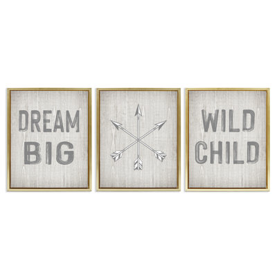  Dream Big Boho Arrows 3 PC Framed Floater Canvas Set by Ashley Calhoun