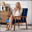 Fauteuil de style Mid-Century moderne de 25 po de largeur, bleu foncé-204854768