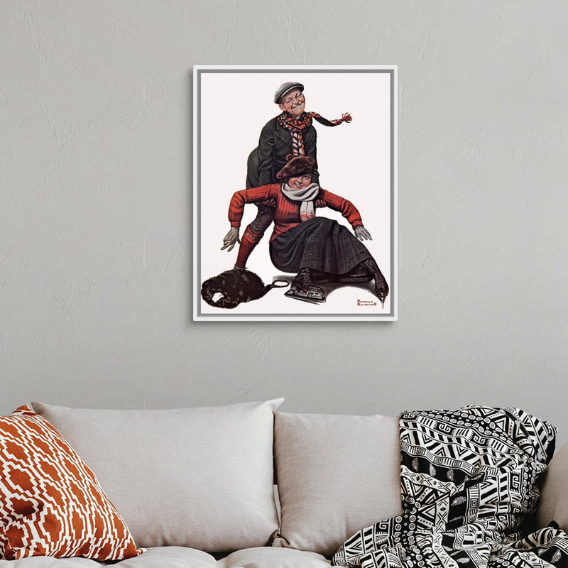 Art mural sur toile The Novice Skater, H 32 po x l 26 po x P 1,75 po, Cadre flottant blanc