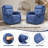 Upholstered Chenille Blue Swivel Rocker Recliner-1835912699