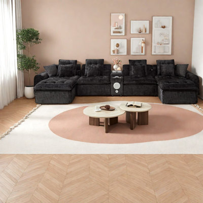 Canapé d'angle modulaire en boucle blanche moderne de 454 cm (178,6 po) pour la maison