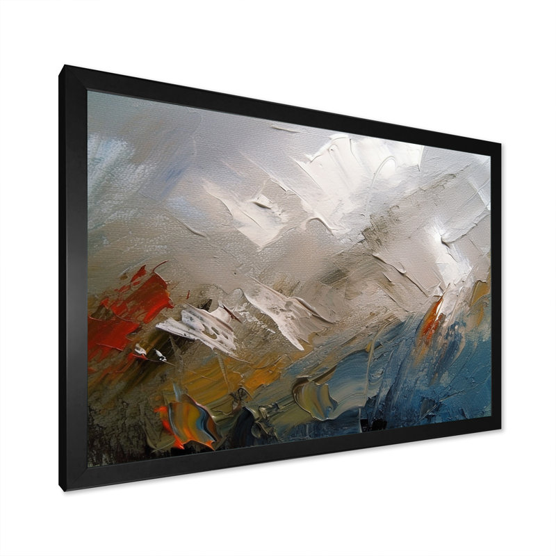 Blue Nova Evening Nostalgia, peinture abstraite - peinture murale abstraite, H 30 po x l 40 po x P 1,5 po, Cadre simple noir