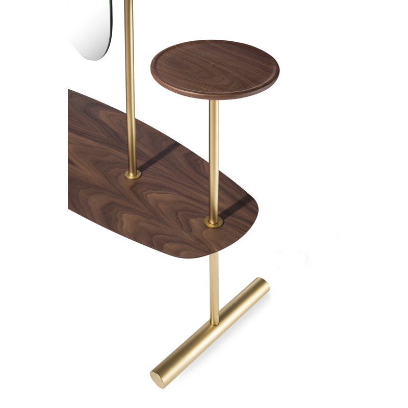 Arco 47.24" Clothes Rack, Brass/Walnut