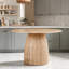 Table de salle à manger ronde en panneau de fibres à densité moyenne avec base à piédestal, plateau circulaire de 47,24 pouces, 4 sièges, brun