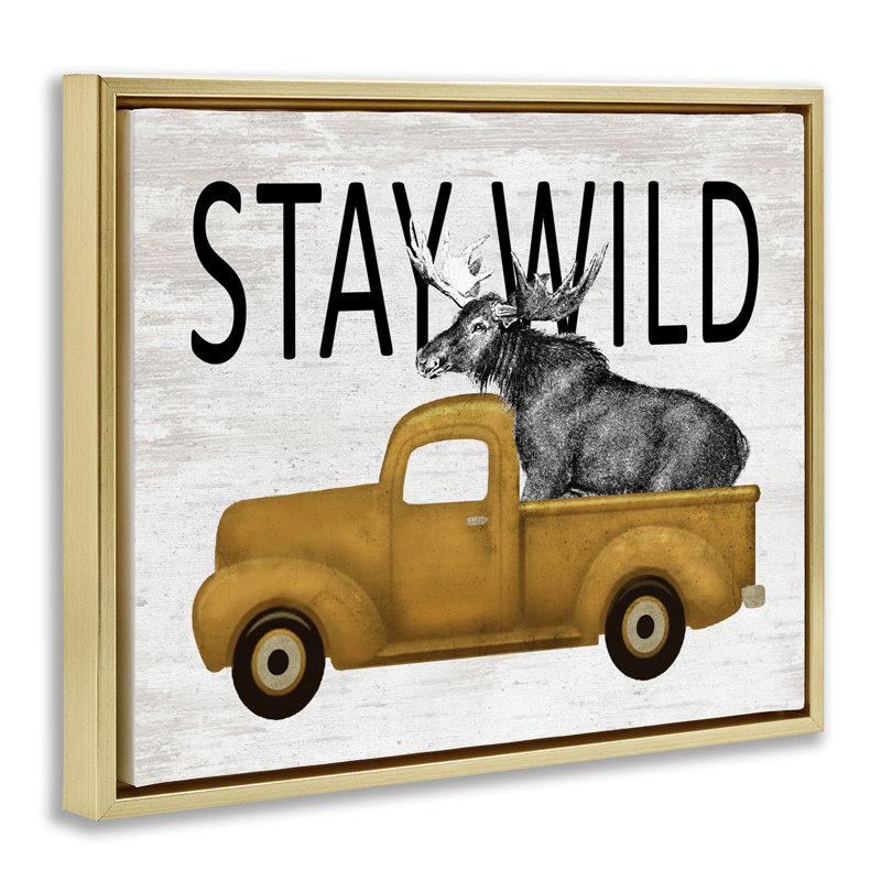 Cadre flottant Stay Wild Moose, H 17 po x l 21 po, Cadre flottant métallique doré