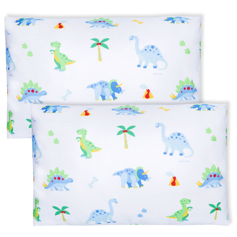 Paquet de 2 taies d'oreiller pour enfants 100% microfibre Wildkin - Taille douce, respirante et pour tout-petits - Terre de dinosaures