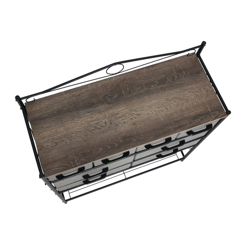 Ashwood Iron Sideboard with Victorian Drawer Detailing, Ashwood/Black