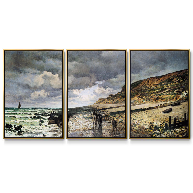 " Monet " 3 - Pieces, 24" H x 48" W x 2" D, Gold