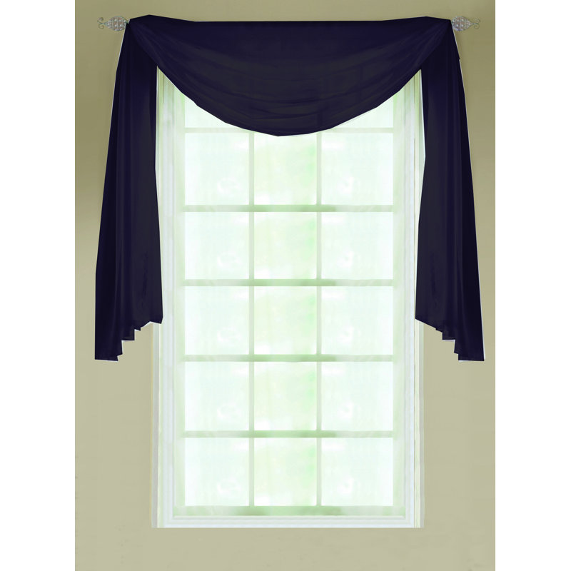 Padstow Sheer Window Scarf Single Panel, 145 W x 300 D cm, Black
