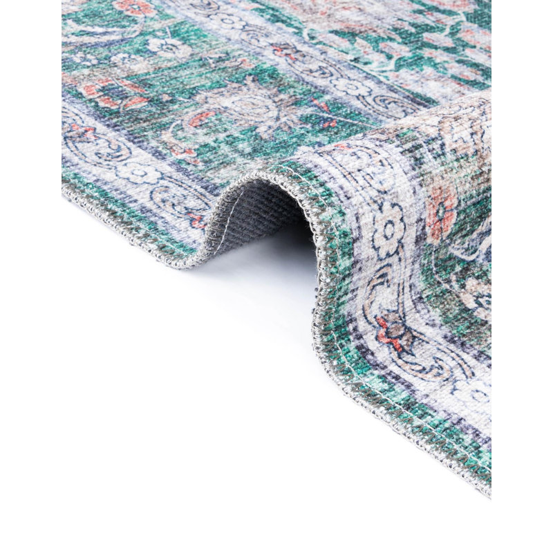 Tapis Samarth Thorine, Vert, Rectangle 5 pi 1 po x 8 pi