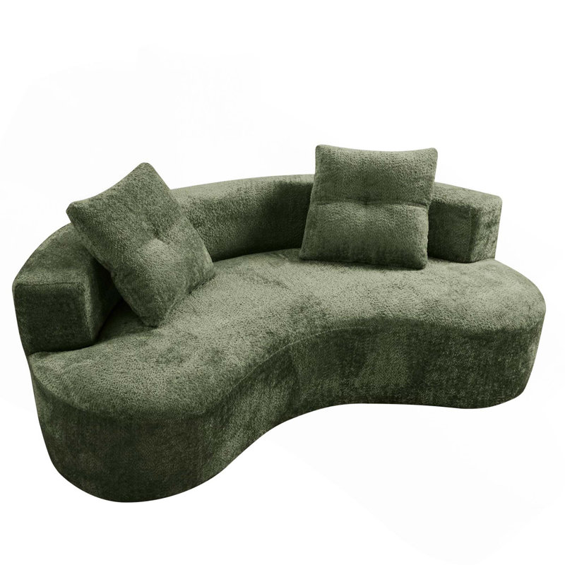 Canapé désossé avec 2 coussins sans assemblage, Green Boucle