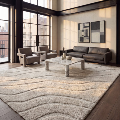 Tapis crème à motif abstrait Ashal