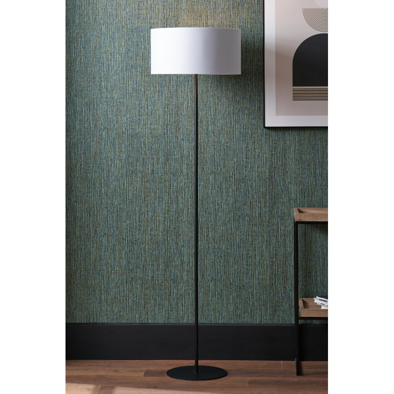 Sundari 159cm Traditional Floor Lamp, Ivory, Matt Black