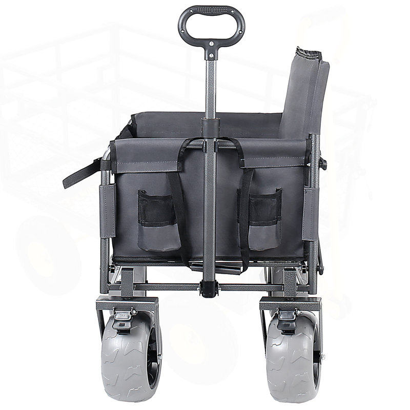 Chariot pliable 3 en 1 avec banc, plateau de table pliable, capacité de 500 lb, idéal pour le camping, la plage et le jardin