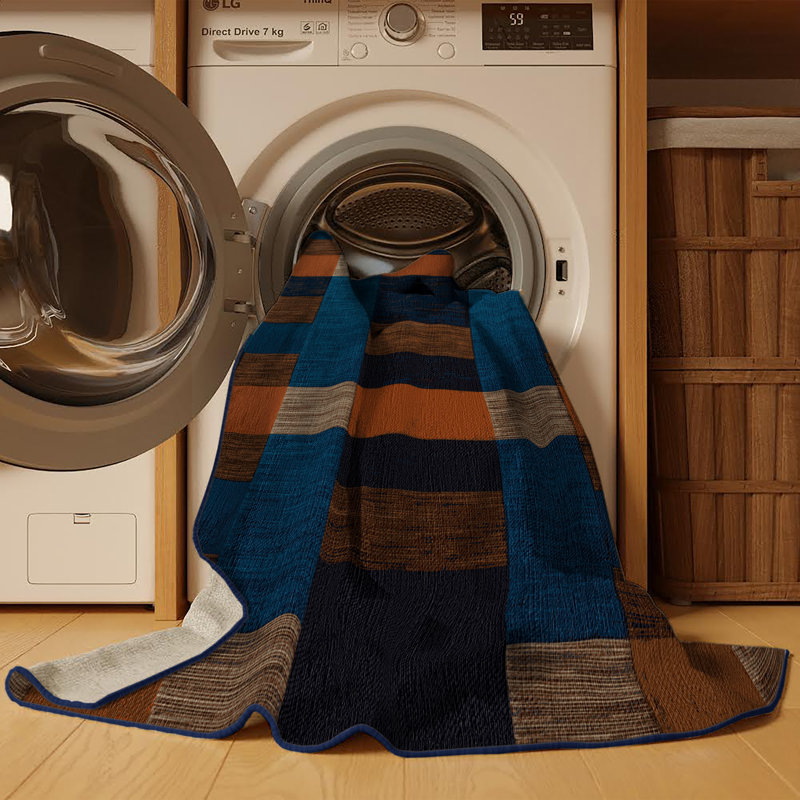 Tapis mauve lavable à la machine, Rond 8 pi