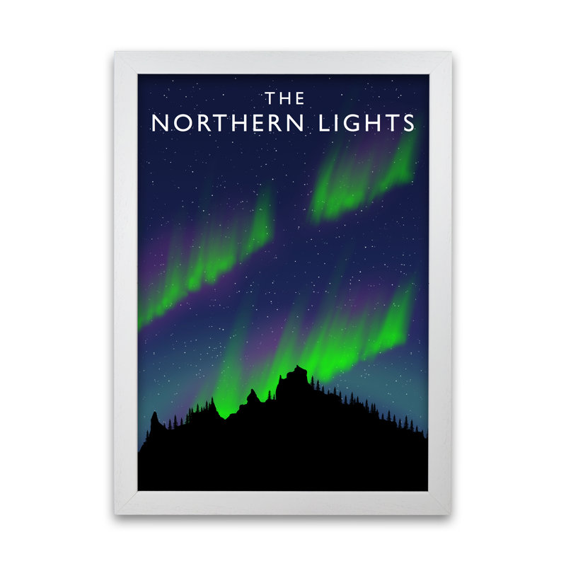 'The Northern Lights' Graphic Art Print, 84.1cm H x 59.4cm W x 3cm D, White Framed