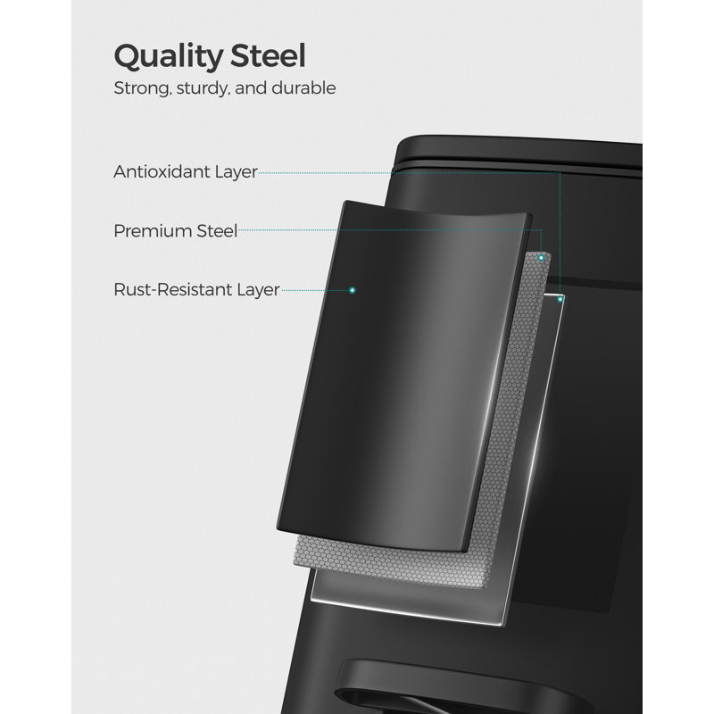 19.5x24x25.5cm Steel Kitchen Trash Can, Black