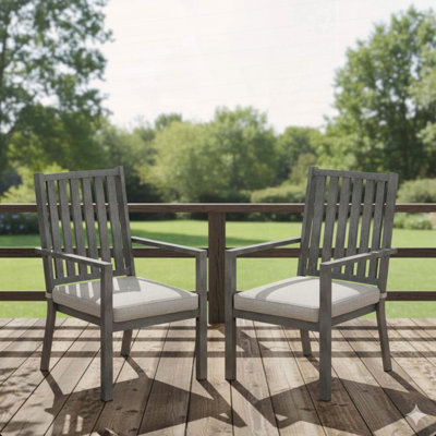 Ensemble de 2 chaises de patio en aluminium toutes saisons avec coussins gris épais