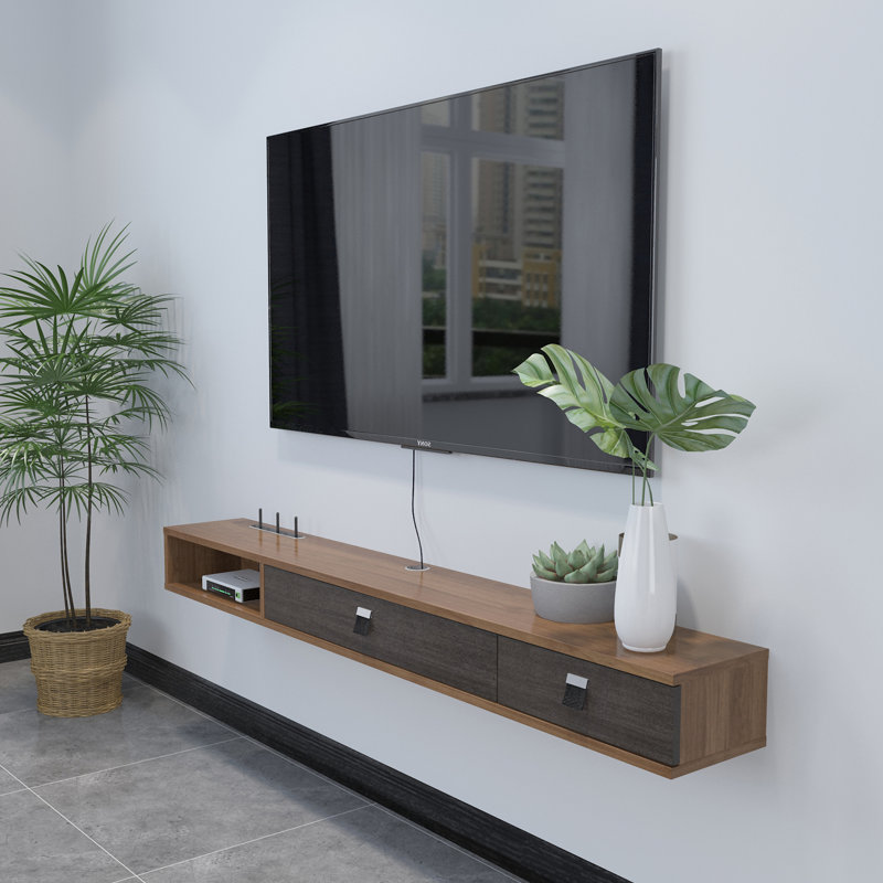 Meuble télé flottant pour téléviseur, 6.29"H x 55.1"L x 9.29"W