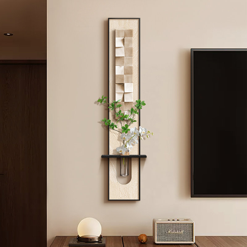 Art mural blanc en grès, H 59,06 po x l 9,84 po, Blanc