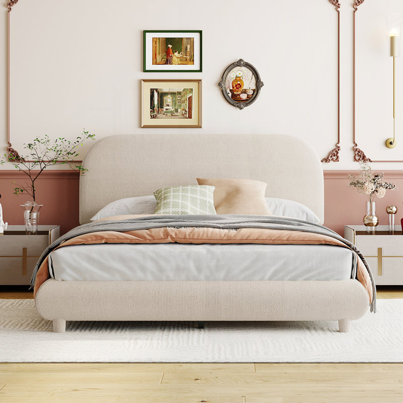 Lit plateforme en tissu d'ameublement Teddy