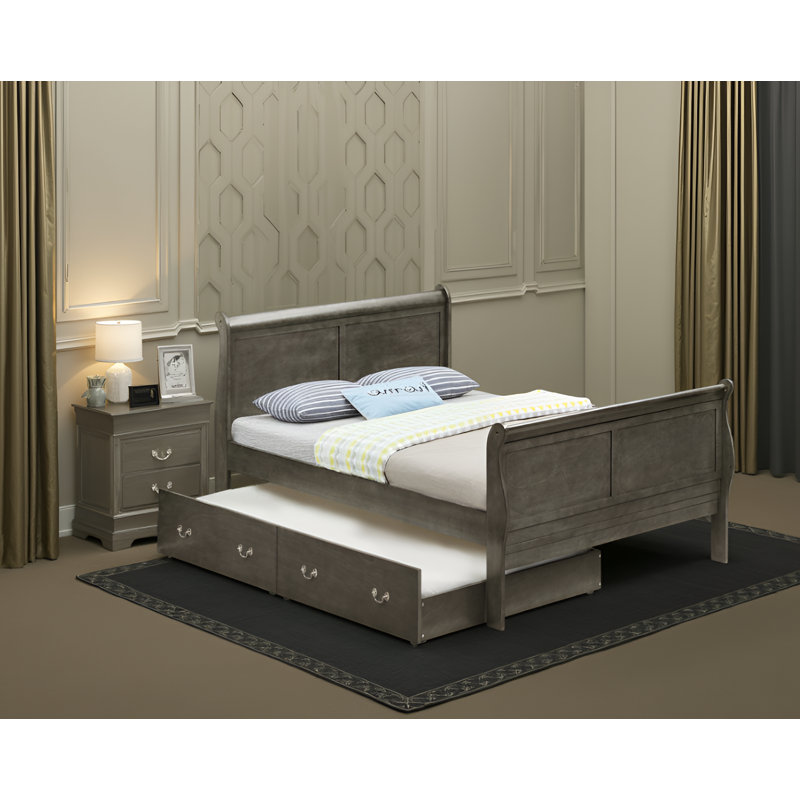 Sayre Cappuccino 2pc Bedroom Set with Twin Trundle Bed, Gris, Full