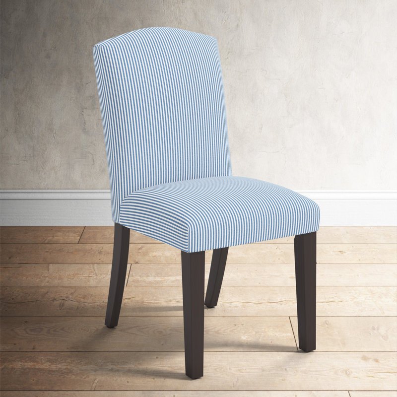 Bellfield 20'' H Upholstered Pine Dining Chair, Prep Stripe Blue