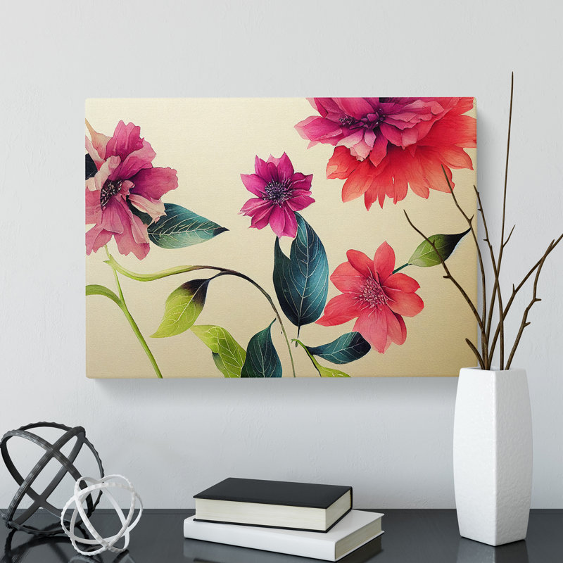 Excellent Watercolour Flowers - Wrapped Canvas, 35cm H x 50cm W x 3cm D