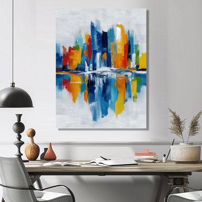 «Yellow Blue Urban City», impression sur toile, paysage urbain jaune
