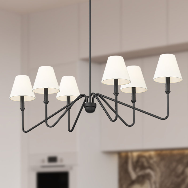 Luminaire suspendu 6 lumières façon bougie en bronze champagne, Noir