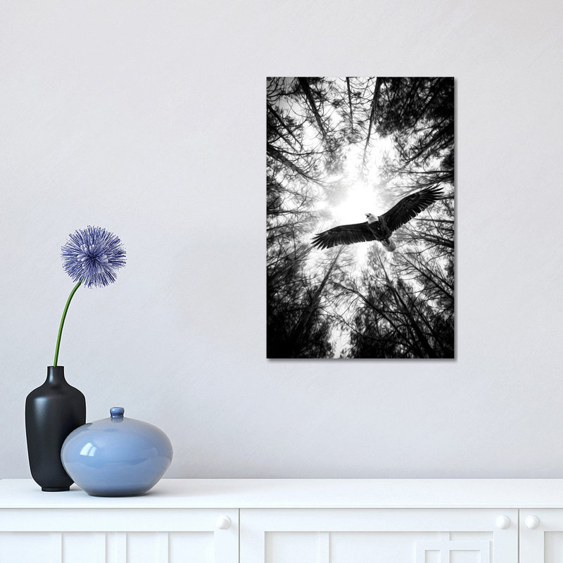 «Master of Heaven Bold Eagle B&W» par Nik Rave - photographie sur toile tendue, H 18 po x l 12 po x P 1,5 po