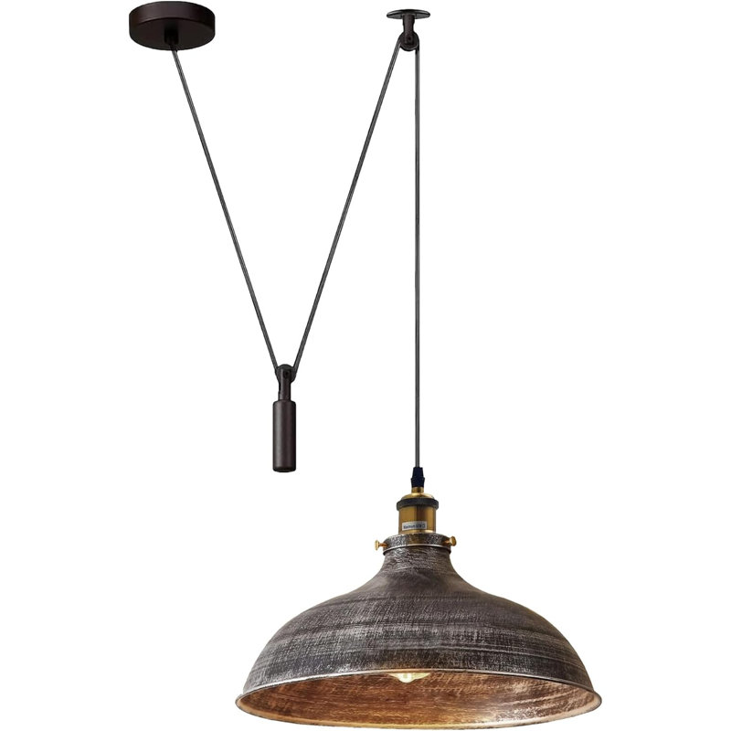 1 - Light Dome Pendant, Brushed Silver