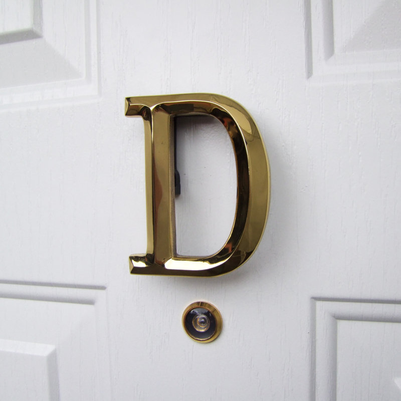 Heurtoir de porte lettre monogramme, Laiton, D