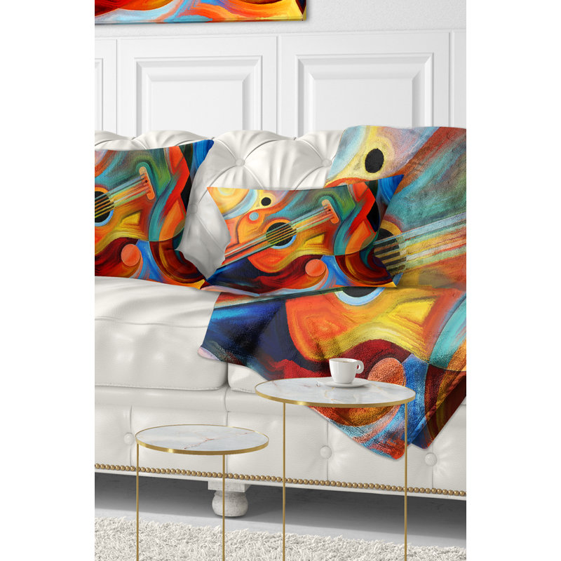 Musique et rythme - Coussin à imprimé abstrait, Rectangulaire, 12 po x 20 po, Polyester