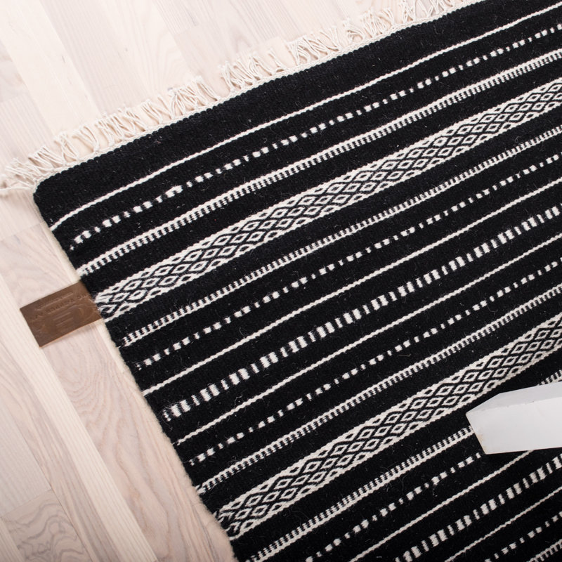 Caldina Striped Wool Hand Woven Area Rug, Rectangle 140 x 200cm