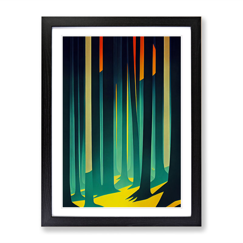 Vivid Forest Abstract - Single Picture Frame Print, Black Framed, 64cm H x 46cm W x 2cm D