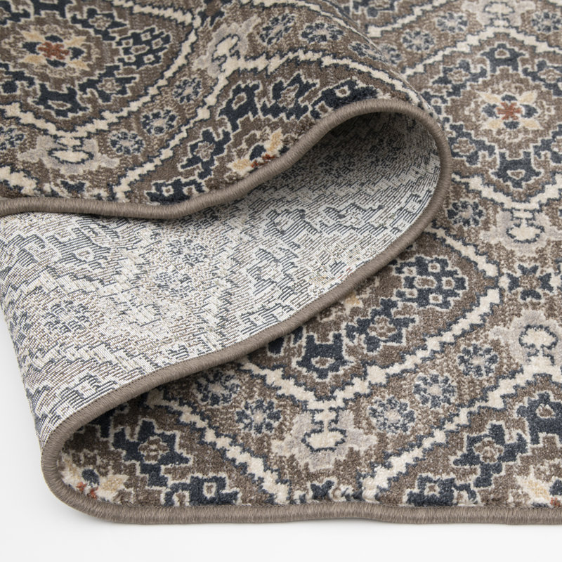 Annalise Latte Brown and Cream Trellis Indoor Area Rug, 26"x16'
