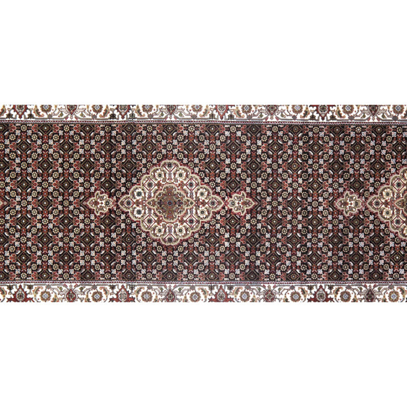 Tapis de couloir brun en soie noué à la main de conception unique 2 pi 5 po x 10 pi 3 po Nasheena