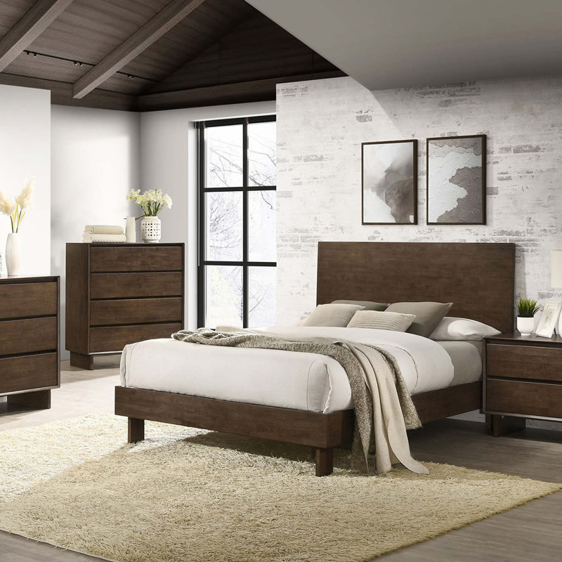 Warm Brown Queen Platform Bed