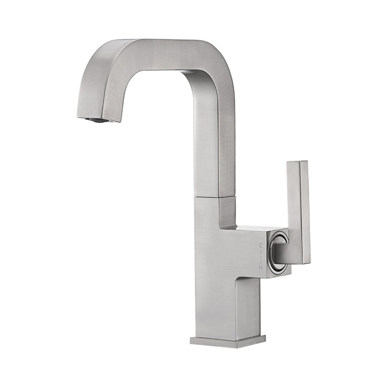 Robinet de lavabo pour salle de bain à une poignée, Nickel brossé