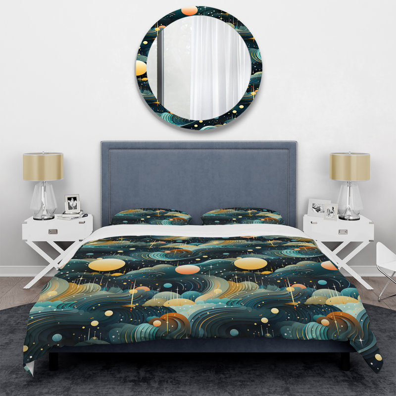 Ensemble de housse de couette géométrique Celestial Dreams, Housse de couette pour très grand lit et 2 très